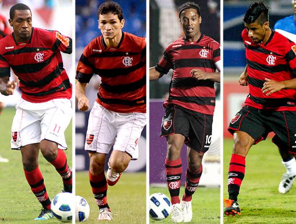 Renato, Angelim, Ronaldinho e Léo Moura são os homens de confiança de Luxa.(Imagem:agência Vipcomm)