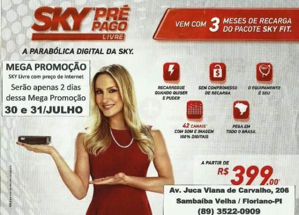 MEGA PROMOÇÃO SKY LIVRE - POTI SAT(Imagem:Divulgação)