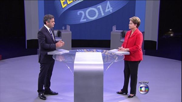 Dilma e Aécio respondem a indecisos e mantêm acusações no debate final.(Imagem:Globo.com)