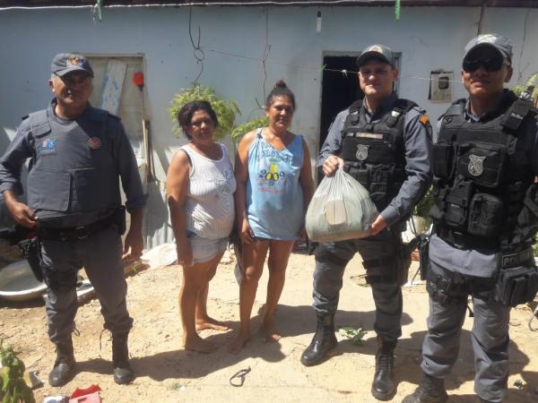 2º Pelotão do 35º Batalhão De Polícia Militar faz entrega de cestas básicas em Barão de Grajaú(Imagem:Divulgação)