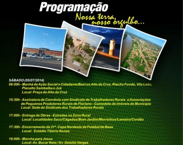 Prefeitura lança programação para comemorar o aniversário de Floriano.(Imagem:Secom)