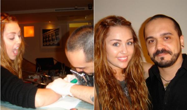O tatuador Fabio Satori divulgou as fotos, enquanto tatuava a estrela teen.(Imagem:Reprodução)