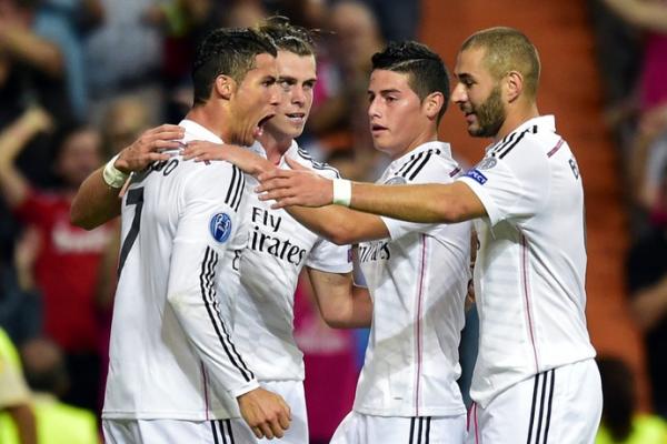 O quarteto mágico do Real: CR7, Bale, James e Benzema.(Imagem:AFP)