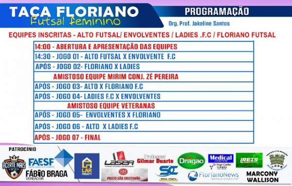 Abertura da Taça Floriano de Futsal Feminino acontece neste sábado.(Imagem:FlorianoNews)