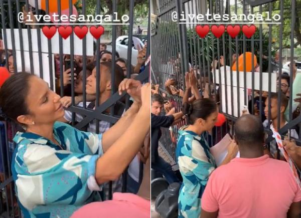 Ivete Sangalo cumprimenta fãs em seu prédio em Salvador.(Imagem:Reprodução/Instagram)