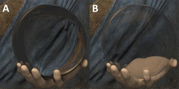 Esfera sólida (esquerda), esfera oca (direita) (Imagem:Reprodução/ArXiv.org)