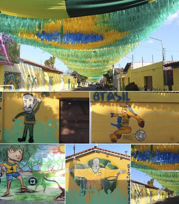 Rua na zona Sudeste em Teresina ganha decoração e colorido da Seleção Brasileira.(Imagem:Daniel Cunha)