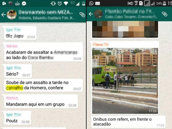 Boatos em rede social assustam população em Teresina.(Imagem:Reprodução/Whatsapp)