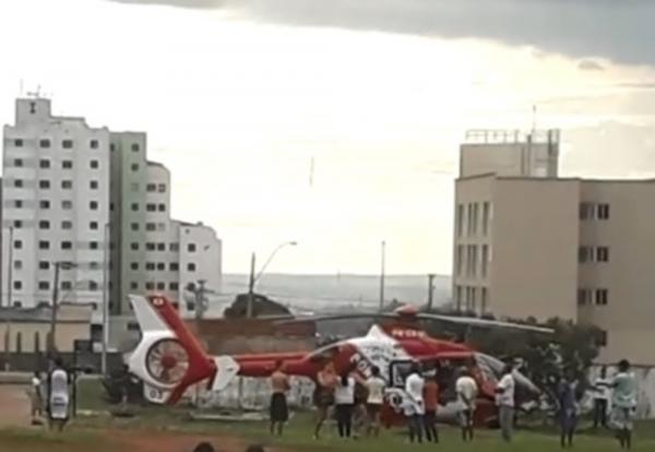 Menino de 13 anos, atingido por raio no DF, é levado de helicóptero para hospital(Imagem:Arquivo pessoal)