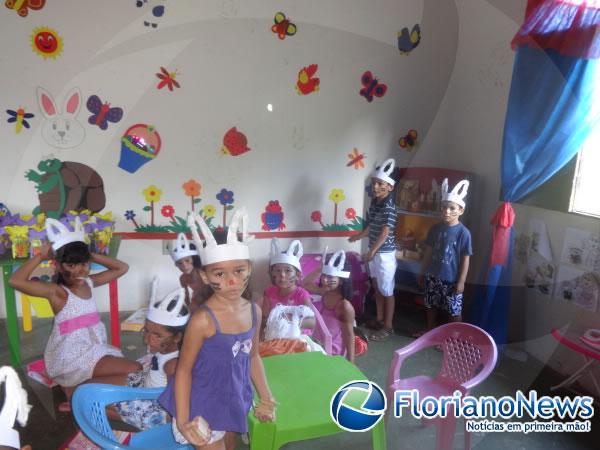 Confraternização de Páscoa encantou as crianças da Creche Eduardo Neiva.(Imagem:FlorianoNews)