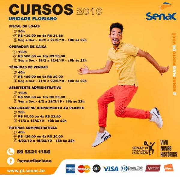 Confira a variedade de cursos disponíveis no Senac Floriano. (Imagem:Divulgação)