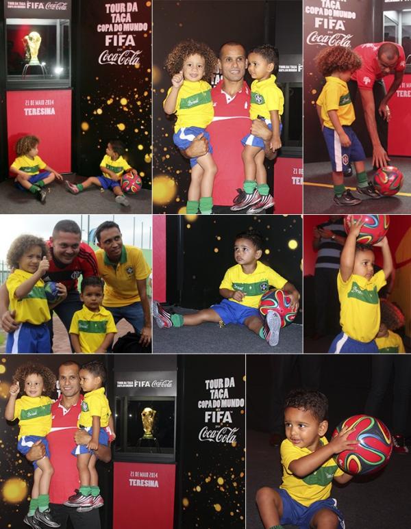 Sósias de David Luiz e Thiago Silva com Rivaldo em Teresina.(Imagem:Josiel Martins e Wander Roberto/Inovafoto)