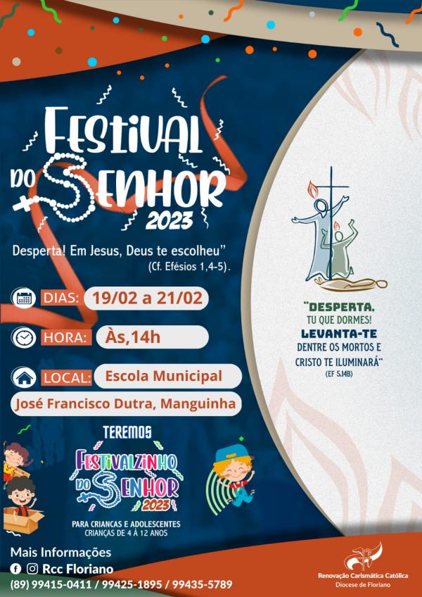 Renovação Carismática Católica promove Festival do Senhor no período de carnaval em Floriano.(Imagem:Divulgação)