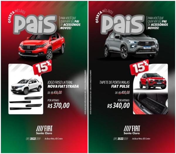 Fiat Santa em Floriano: Celebre o mês dos pais com ofertas imperdíveis em acessórios automotivos.(Imagem:Divulgação)