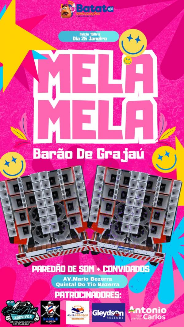 Barão de Grajaú recebe no domingo (25) o evento Mela Mela no Quintal do Tio Bezerra(Imagem:Reprodução)