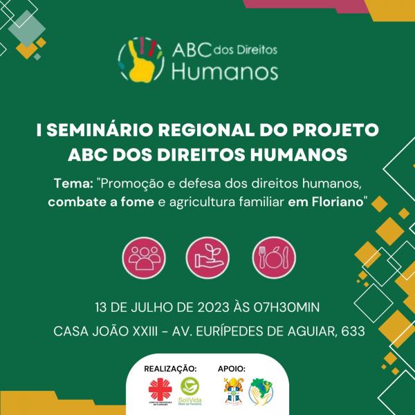 Floriano sediará o I Seminário Regional do Projeto ABC dos Direitos Humanos.(Imagem:Divulgação)