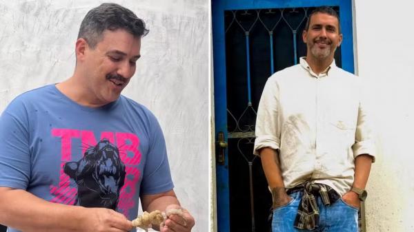 Andre Marques antes e depois da perda de 20 quilos.(Imagem:Reprodução/Instagram)