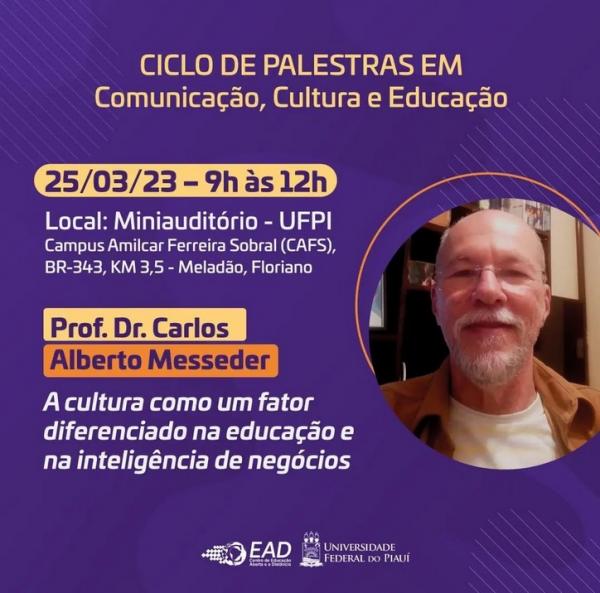 Ciclo de Palestras em Comunicação, Cultura e Educação acontecerá no Colégio Técnico de Floriano.(Imagem:Reprodução/Instagram)