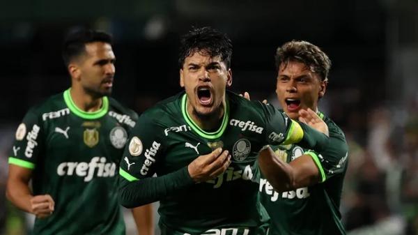 Coritiba x Palmeiras, comemoração do gol de Gustavo Gómez.(Imagem:Cesar Greco/Palmeiras)