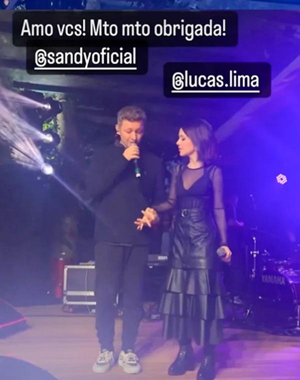 Tata Werneck agradece a Sandy e Lucas Lima.(Imagem:Reprodução)