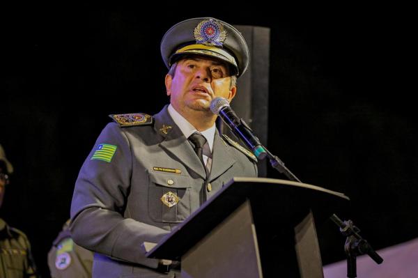 Comandante-geral da PM, coronel Scheiwann Lopes.(Imagem:Gabriel Paulino)