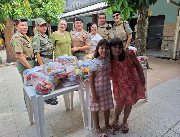Alice Bandeira arrecadou cestas básicas de alimentos, como presente de aniversário, e doou para o Abrigo São Lucas, em Teresina. (Imagem:Divulgação)