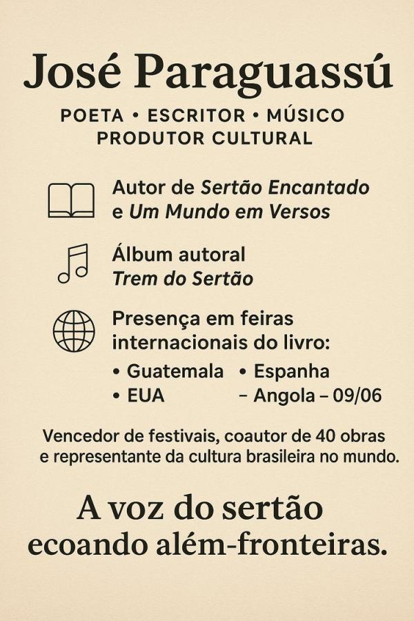José Paraguassú leva a força da cultura brasileira ao mundo.(Imagem:Divulgação)
