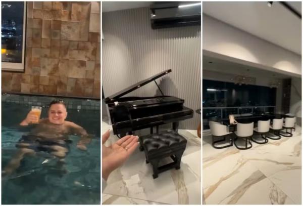 Apartamento do filho de Deolane tem piscina, piano e decoração de luxo.(Imagem: Reprodução/Instagram)