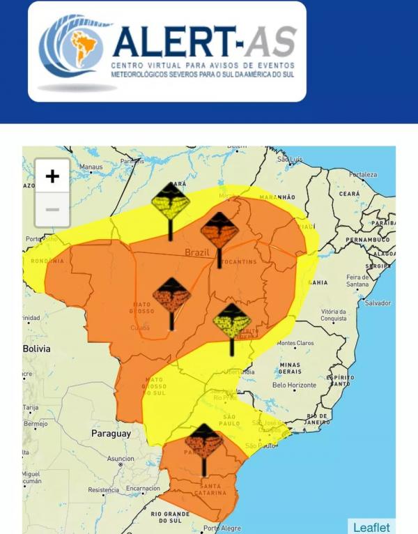 Inmet emite alerta laranja de tempestades e chuvas no Piauí.(Imagem:Reprodução/site Inmet)