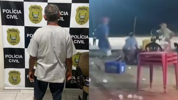 Suspeito de matar idoso a tiros após partida de futebol no PI se apresenta à polícia; vídeo mostra briga.(Imagem:Divulgação (esq.)/Imagem cedida pelo portal Cidade)