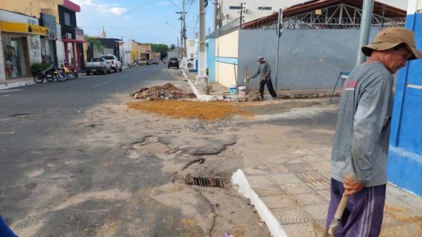 Infraestrutura de Floriano recupera danos nas ruas provocados por chuva intensa(Imagem:Secom)