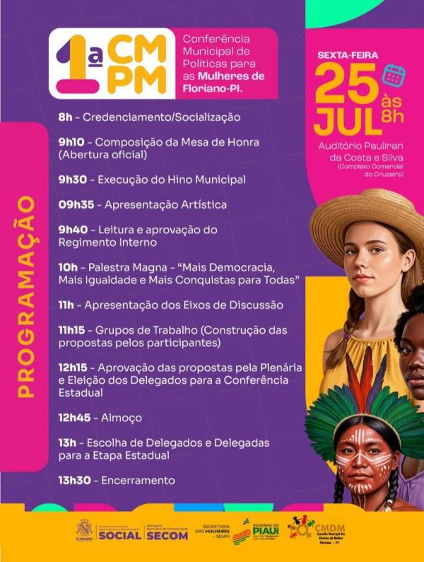 Floriano dá um passo importante na promoção da igualdade de gênero e no fortalecimento dos direitos femininos com a realização da 1ª Conferência Municipal de Políticas para as Mulh(Imagem:Reprodução/Instagram)