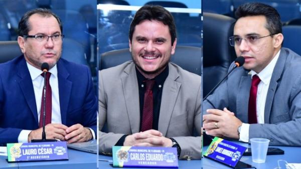 Vereadores Lauro César, Carlos Eduardo e James Rodrigues.(Imagem:CMF)