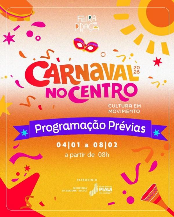O ?Carnaval no Centro? será realizado na Praça Pedro II, com música, cultura, gastronomia e apresentações de escolas de samba.(Imagem:Divulgação)