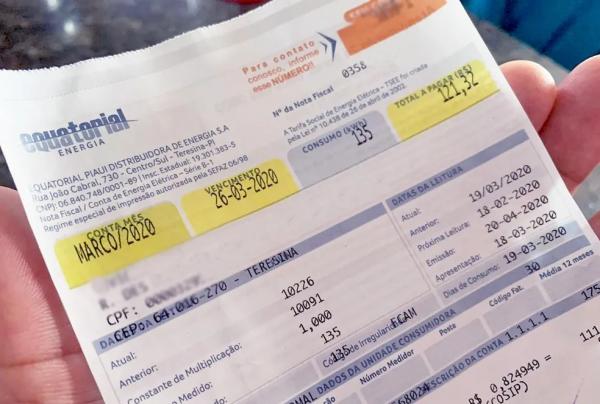 Conta de energia no Piauí(Imagem:Divulgação/Equatorial Piauí)