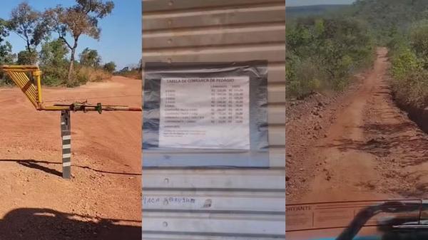 Motoristas denunciam pagamento de pedágio em estrada vicinal no Piauí.(Imagem:Reprodução)