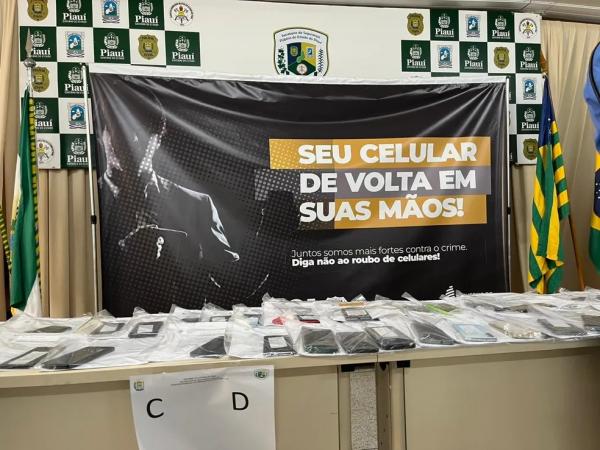 Polícia divulga nomes de donos de celulares recuperados em Teresina; devolução ocorre nesta terça (3).(Imagem:Izabella Lima/g1)