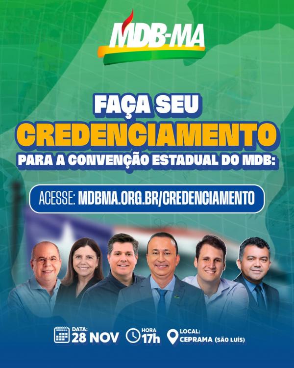 MDB reunirá líderes políticos de todo Maranhão em convenção estadual.(Imagem:Divulgação)