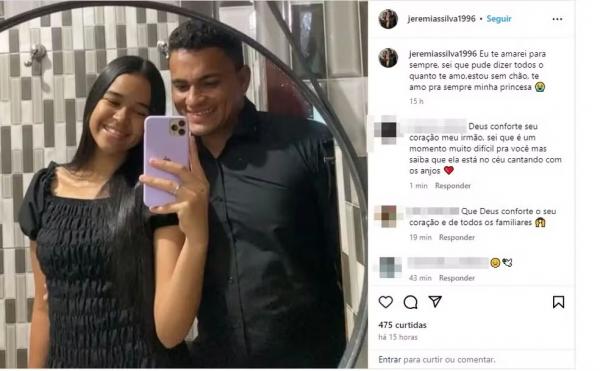 Noivo da cantora gospel lamentou morte nas redes sociais.(Imagem:Reprodução/Redes Sociais)