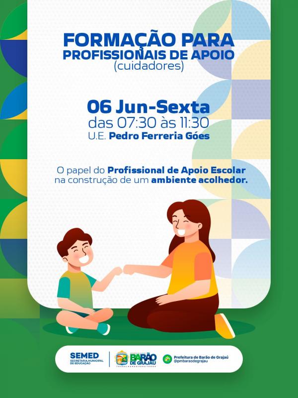 Formação para profissionais de apoio escolar acontece nesta sexta em Barão de Grajaú.(Imagem:Divulgação)