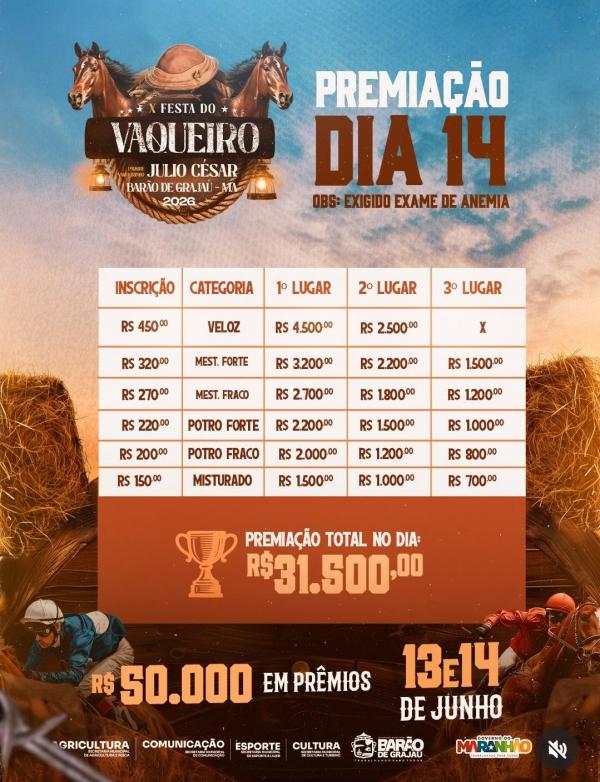 Bar&atilde;o de Graja&uacute; se prepara para a X Festa do Vaqueiro com R$ 50 mil em premia&ccedil;&atilde;o(Imagem:Reprodu&ccedil;&atilde;o/Instagram)