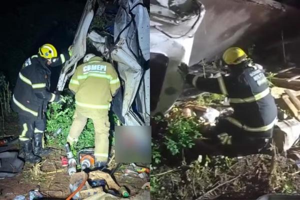 Caminhoneiro de 50 anos morre e fica preso &agrave;s ferragens ap&oacute;s caminh&atilde;o-ba&uacute; capotar no PI.(Imagem:Reprodu&ccedil;&atilde;o/Redes Sociais)