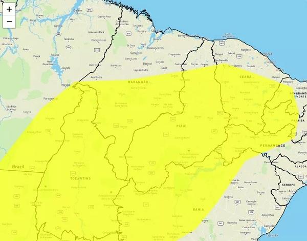 Governo Federal decreta estado de emergência para 11 cidades do Piauí.(Imagem:Inmet )