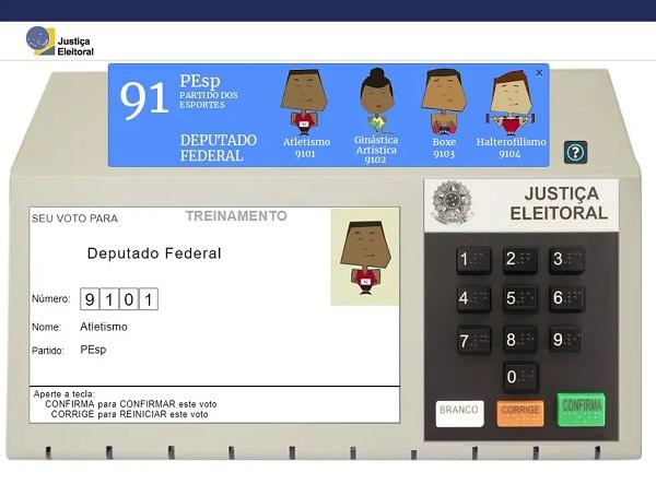  Simulador de urna eletrônica disponível no site do Tribunal Superior Eleitoral.(Imagem:Reprodução )