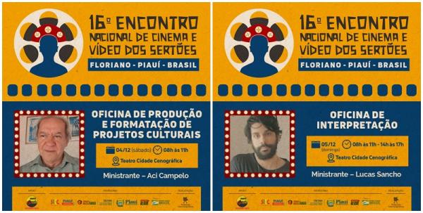 Inscrições abertas para oficinas do 16º Encontro Nacional de Cinema e Vídeo dos Sertões(Imagem:Divulgação)