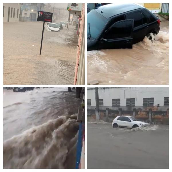 Chuva deixa ruas alagadas em Floriano(Imagem:Reprodução)