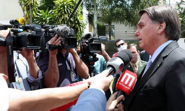 O presidente Jair Bolsonaro, após reunião com embaixadores do Golfo Pérsico.(Imagem:Marcos Corrêa/Presidência)