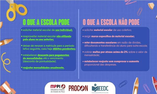 Procon-PI lança painel com preços e fiscaliza lista de materiais escolares(Imagem:Divulgação)