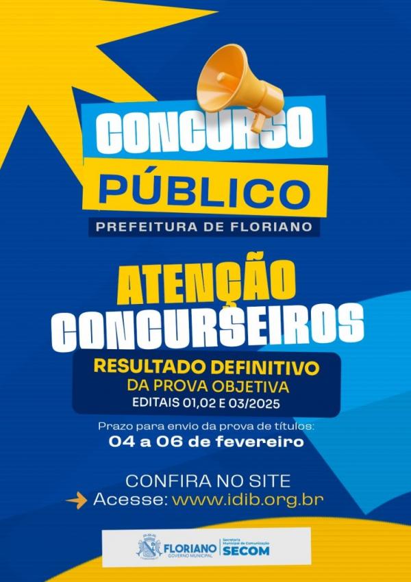Prefeitura de Floriano divulga resultado definitivo da prova objetiva do concurso e convoca candidatos para prova de t&iacute;tulos.(Imagem:Secom)