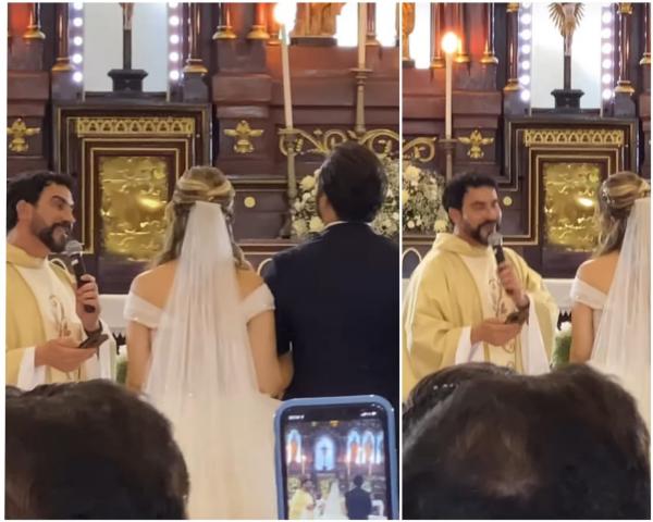 Padre Fábio de Melo celebra casamento de Solange Almeida e Monilton Moura.(Imagem:Reprodução/Instagram)